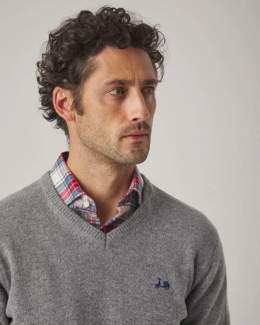 Jersey V Neck Wool Gris Medio | SCOTTA