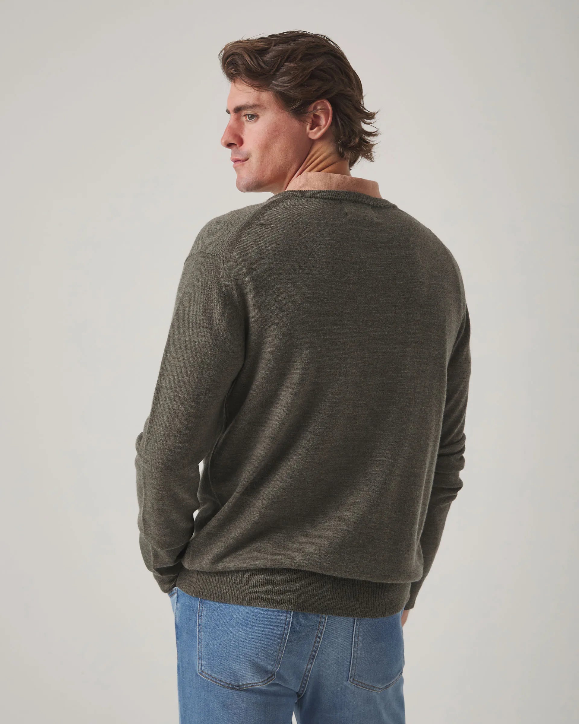 Jersey lana cuello pico verde