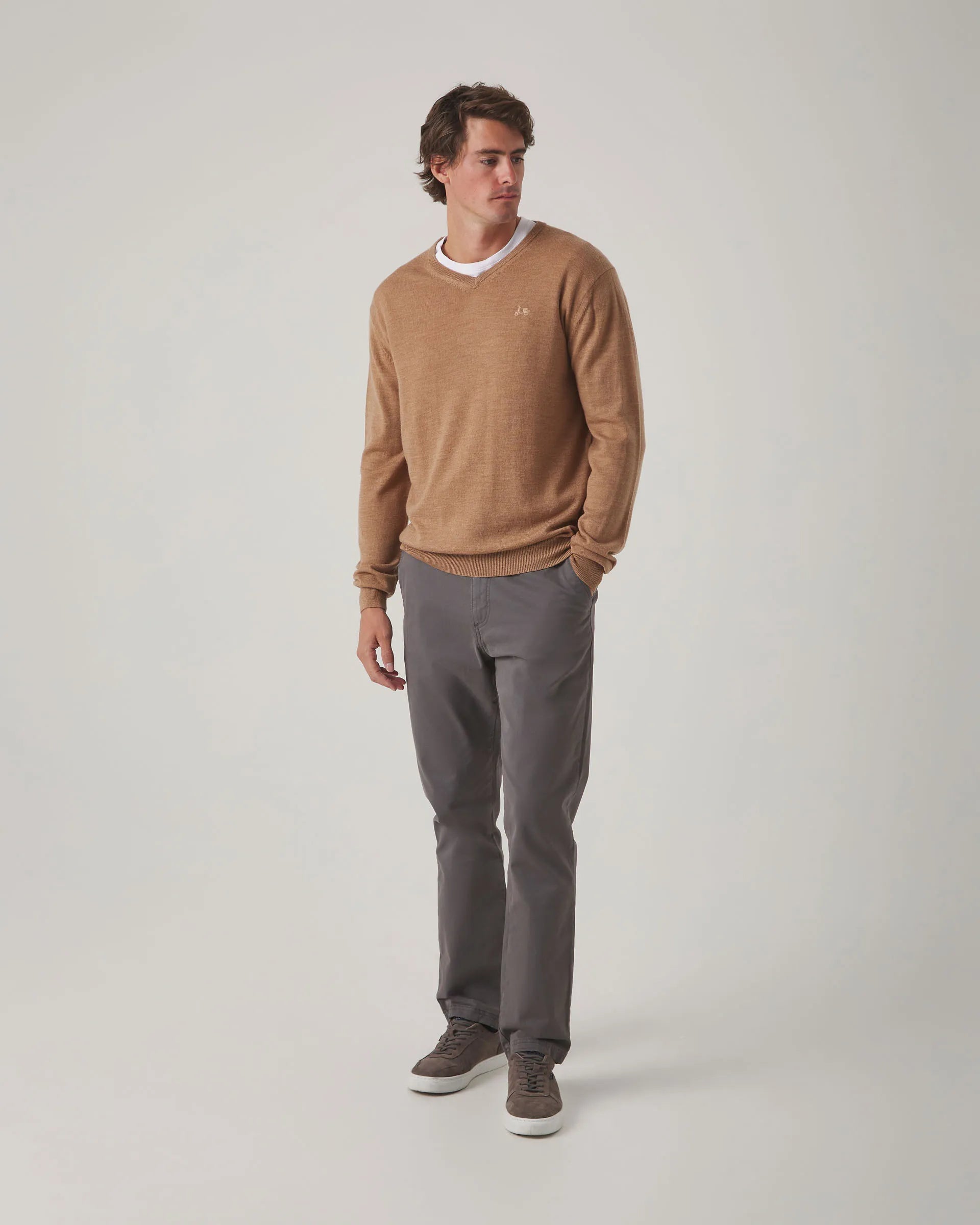 Jersey cuello pico beige