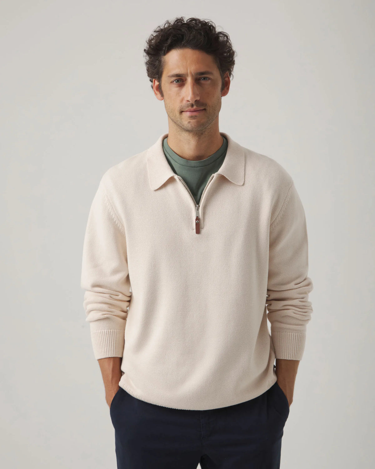 Jersey Polo Zip Crudo | SCOTTA