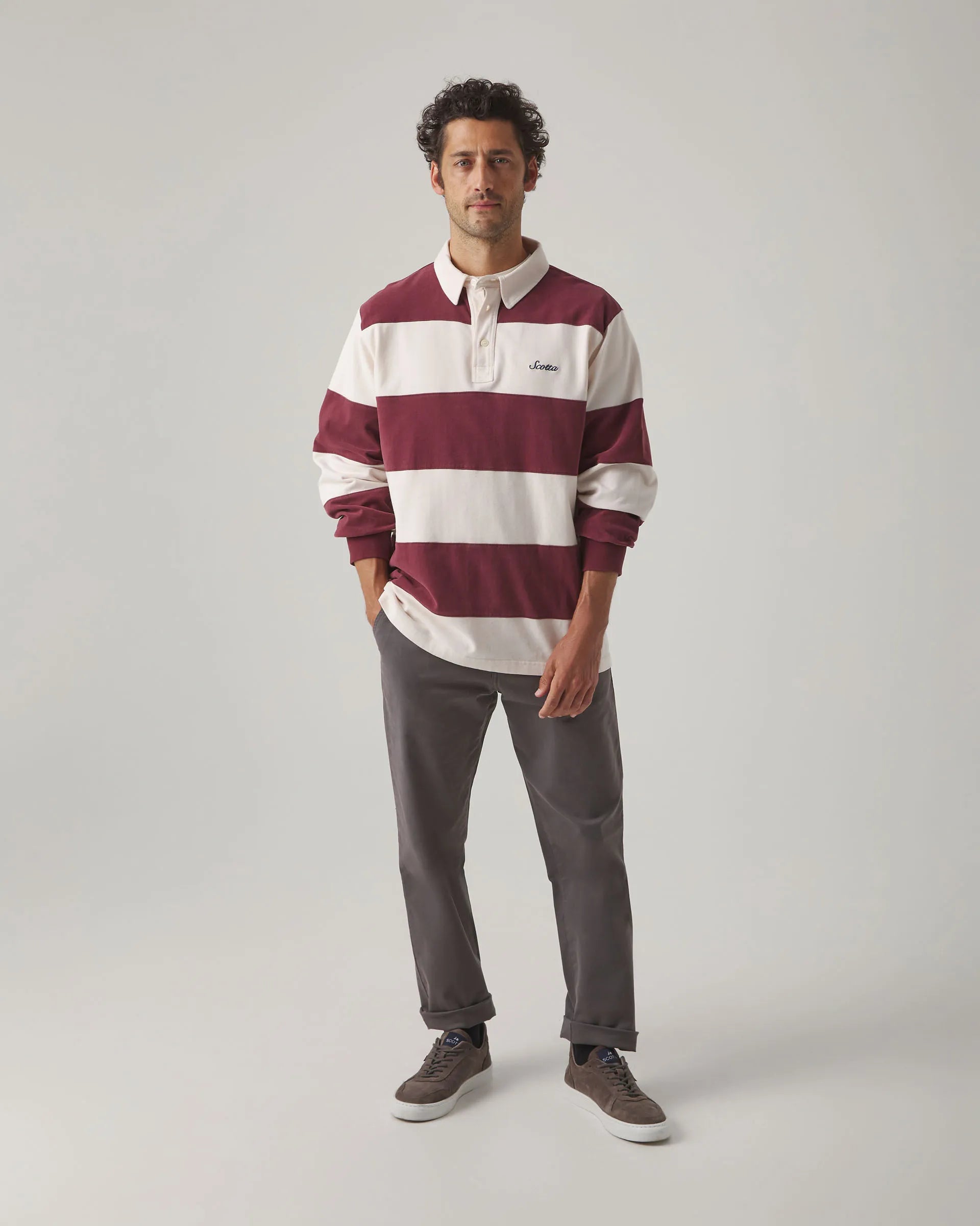 Polo Rugby Stripes Moto Burdeos