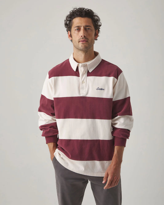 Polo Rugby Stripes Moto Burdeos