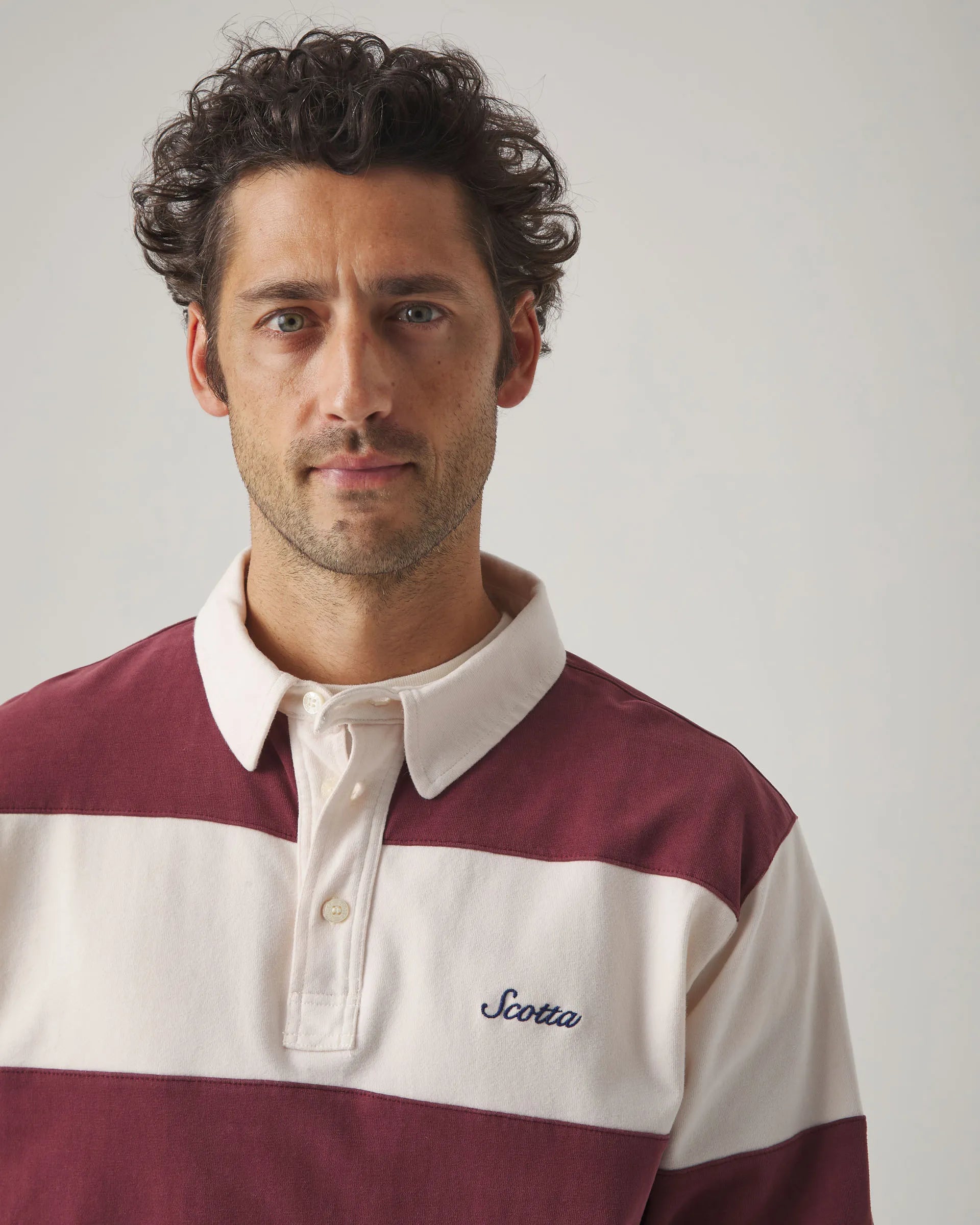 Polo Rugby Stripes Moto Burdeos