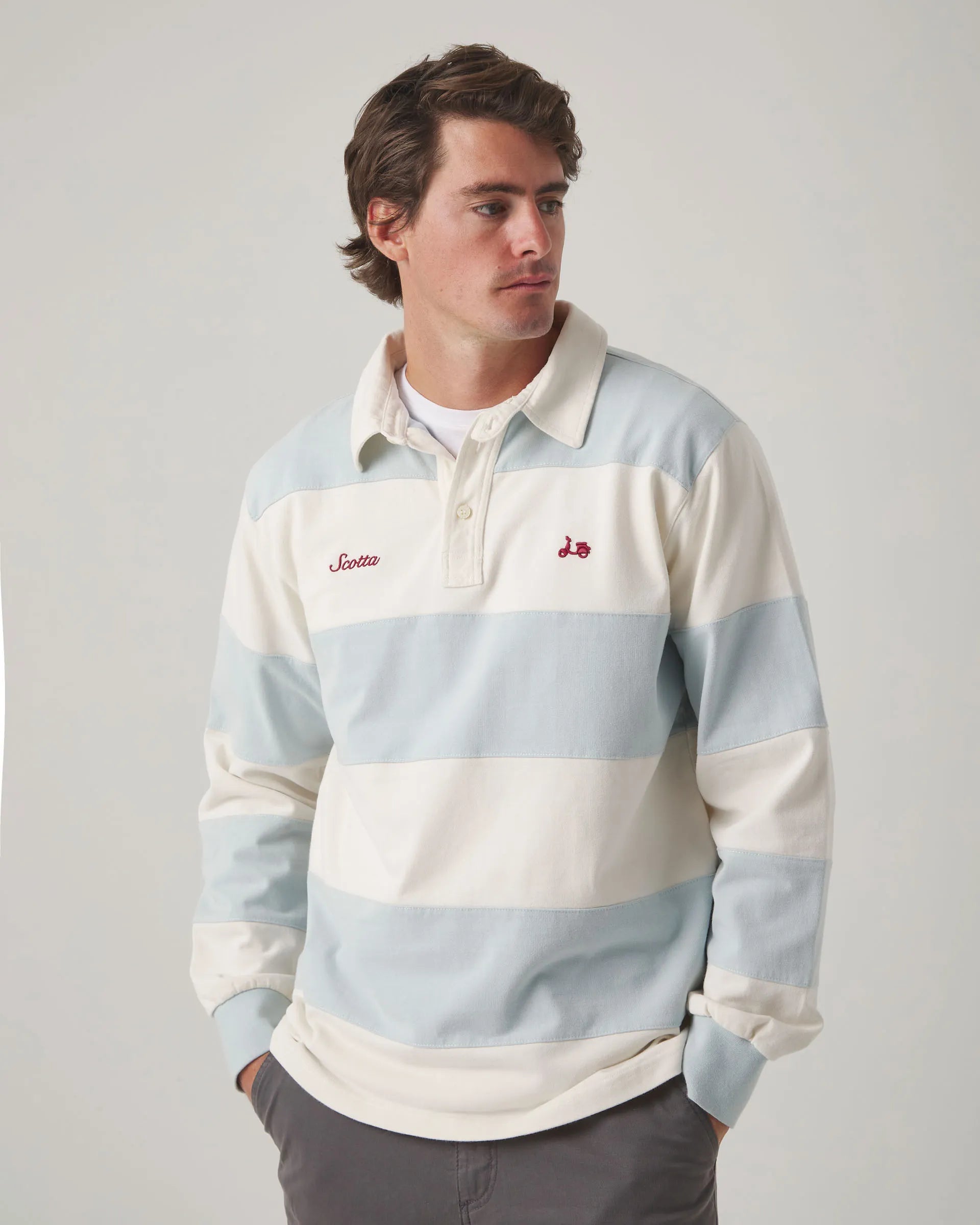 Polo Rugby Stripes Celeste