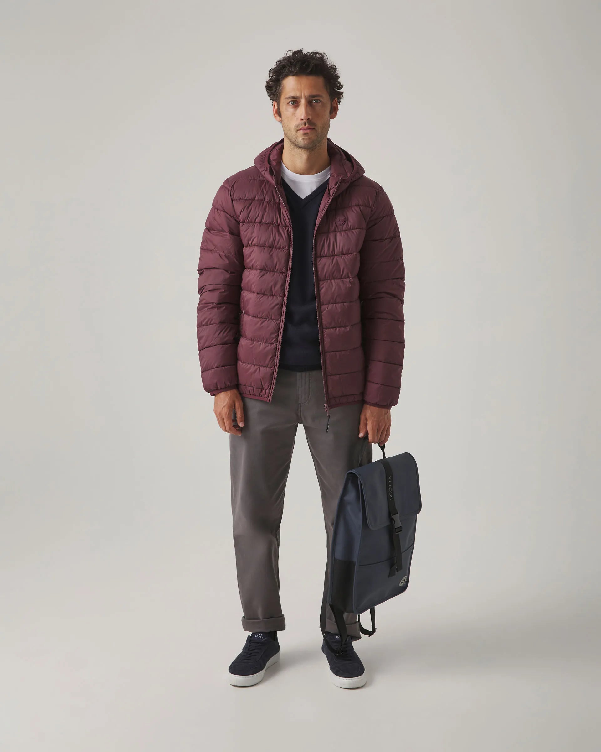 Chaqueta Hood Acolchado Burdeos