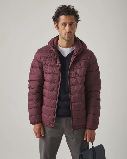 Chaqueta Hood Acolchado Burdeos