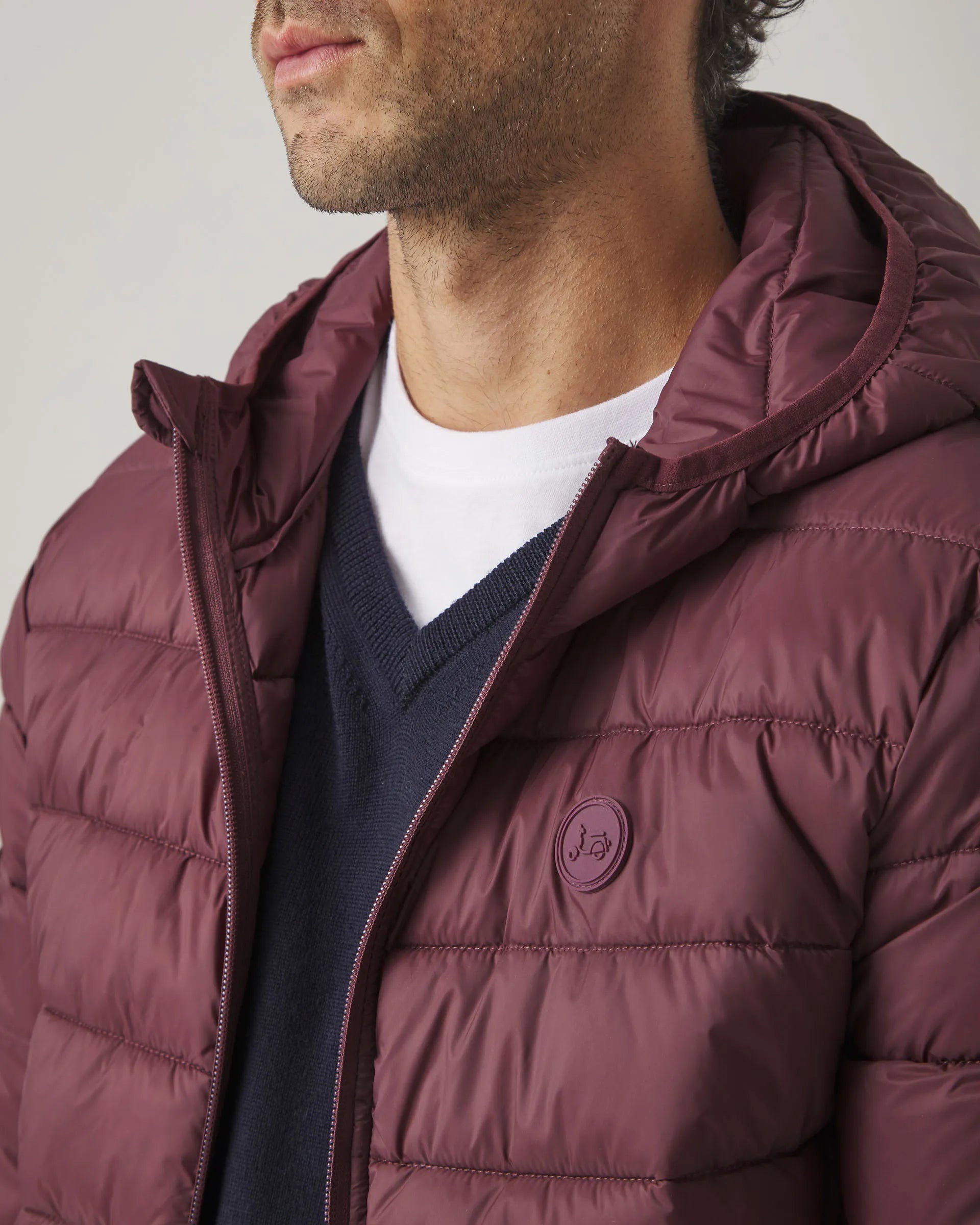 Chaqueta Hood Acolchado Burdeos