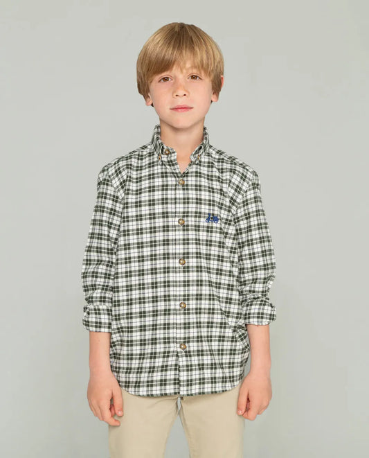 Camisa niño de cuadros en verde