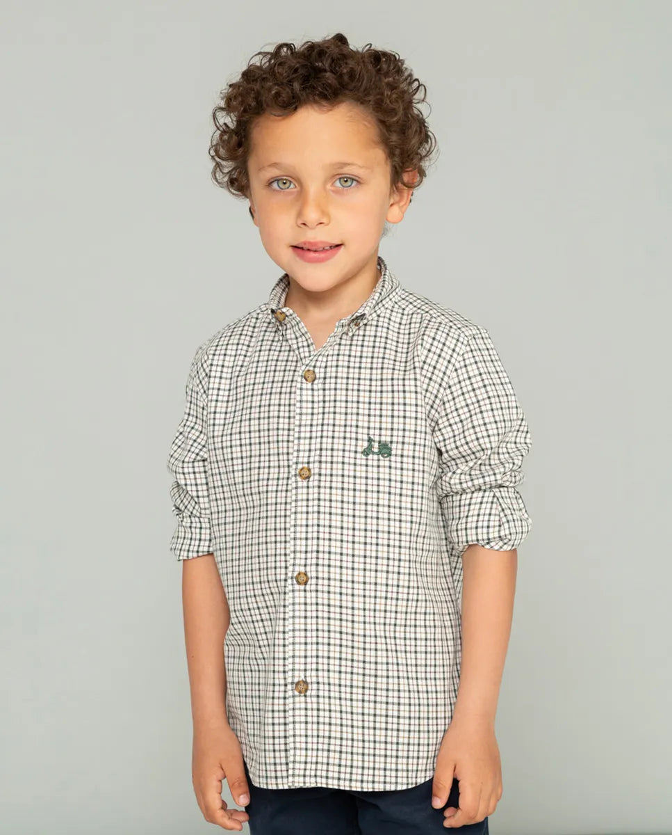 Camisa niño de cuadros en verde