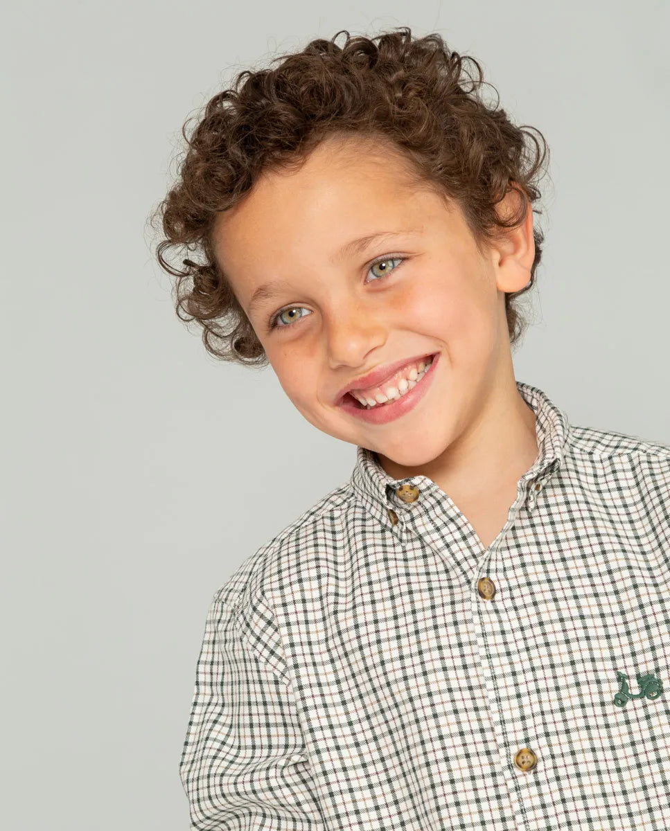 Camisa niño de cuadros en verde