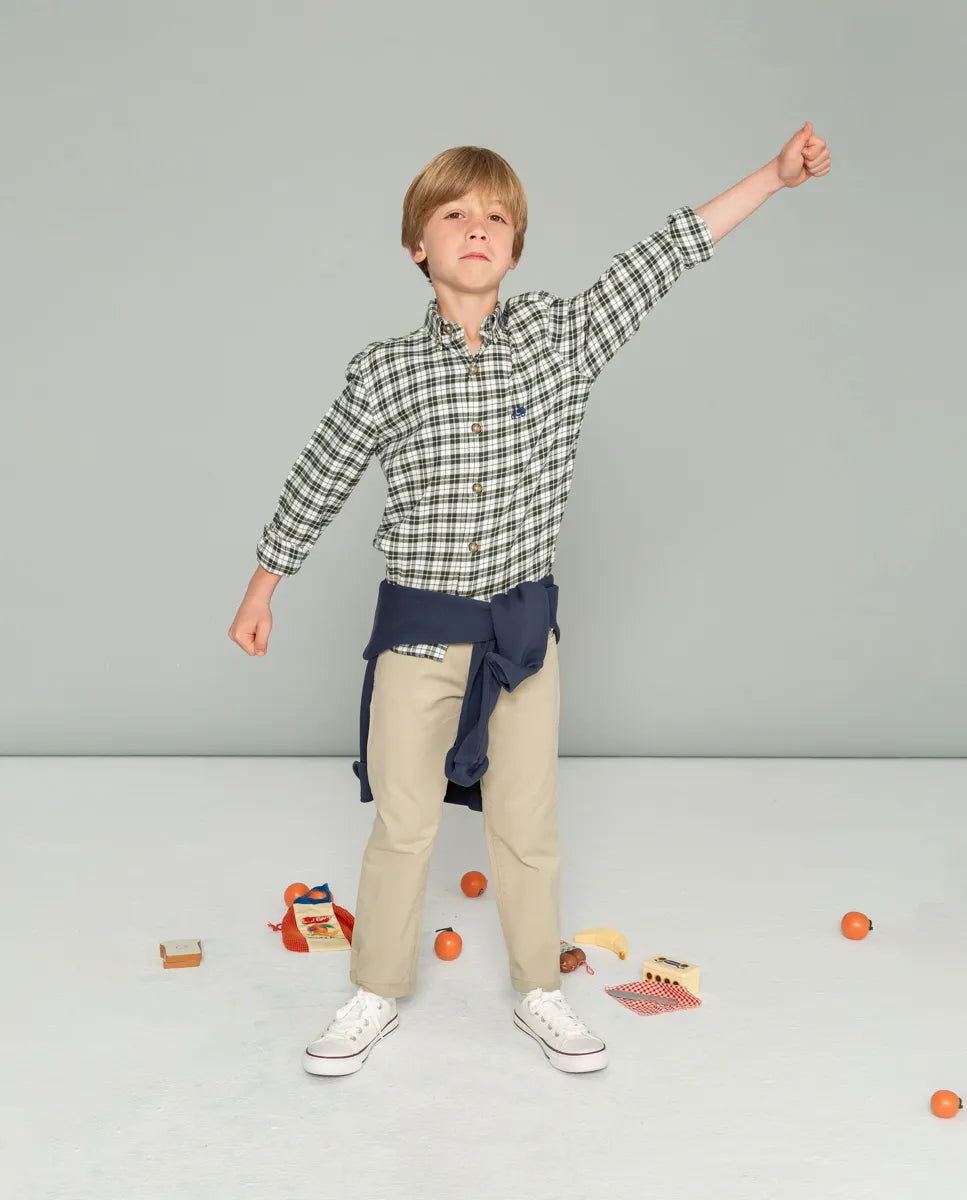 Camisa niño de cuadros en verde