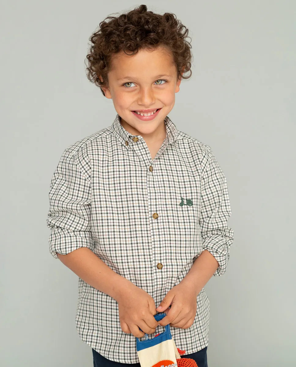 Camisa niño de cuadros en verde