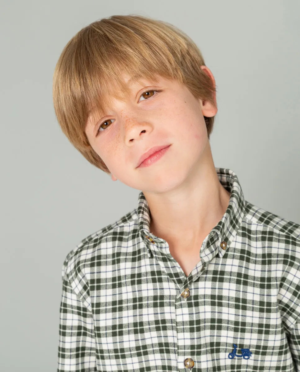 Camisa niño de cuadros en verde