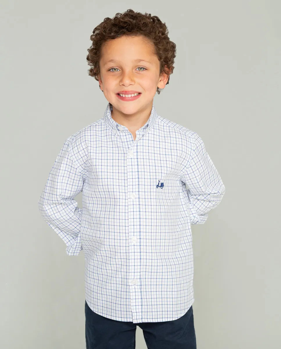 Camisa de niño de cuadros en azul