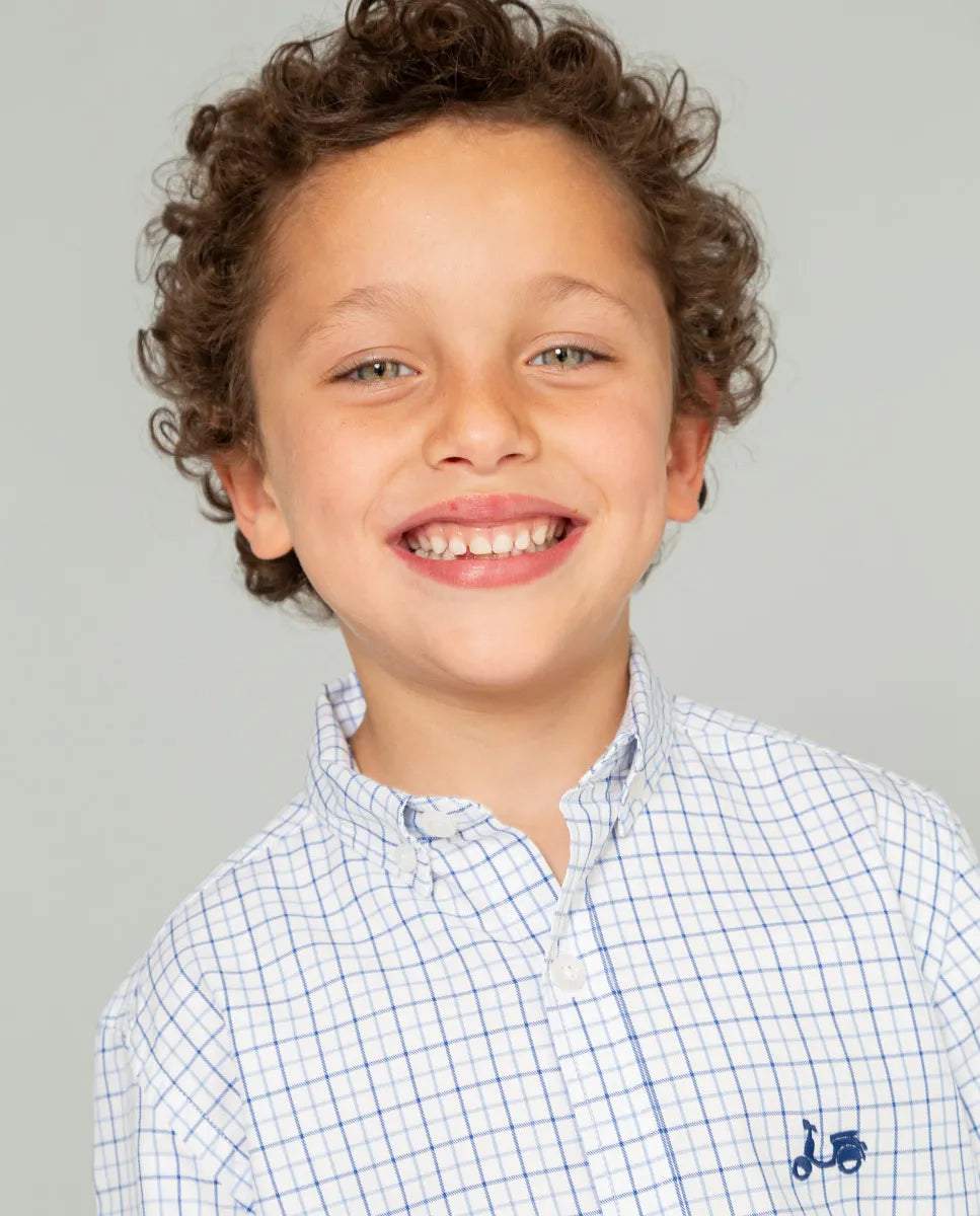 Camisa de niño de cuadros en azul