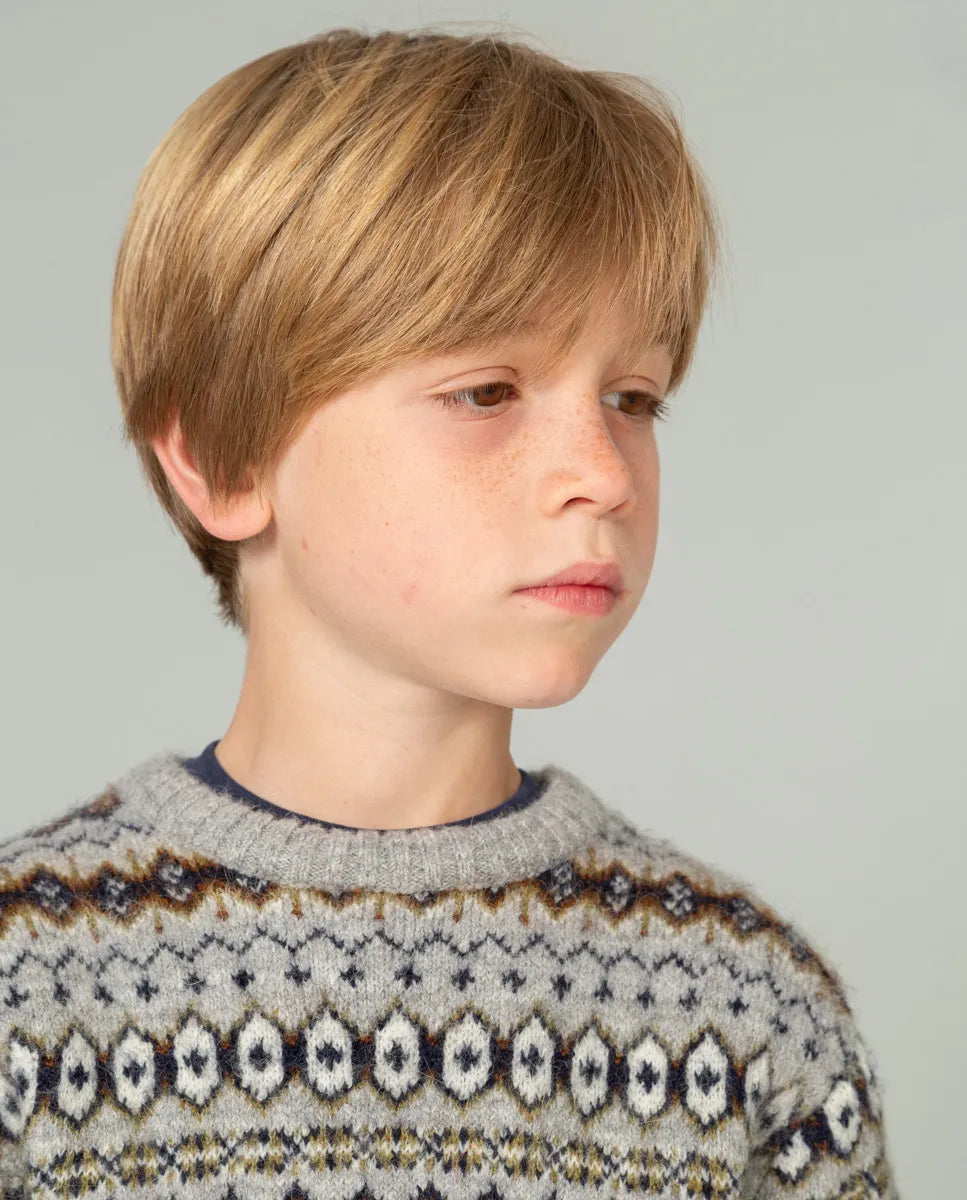 Jersey niño con estampado gris