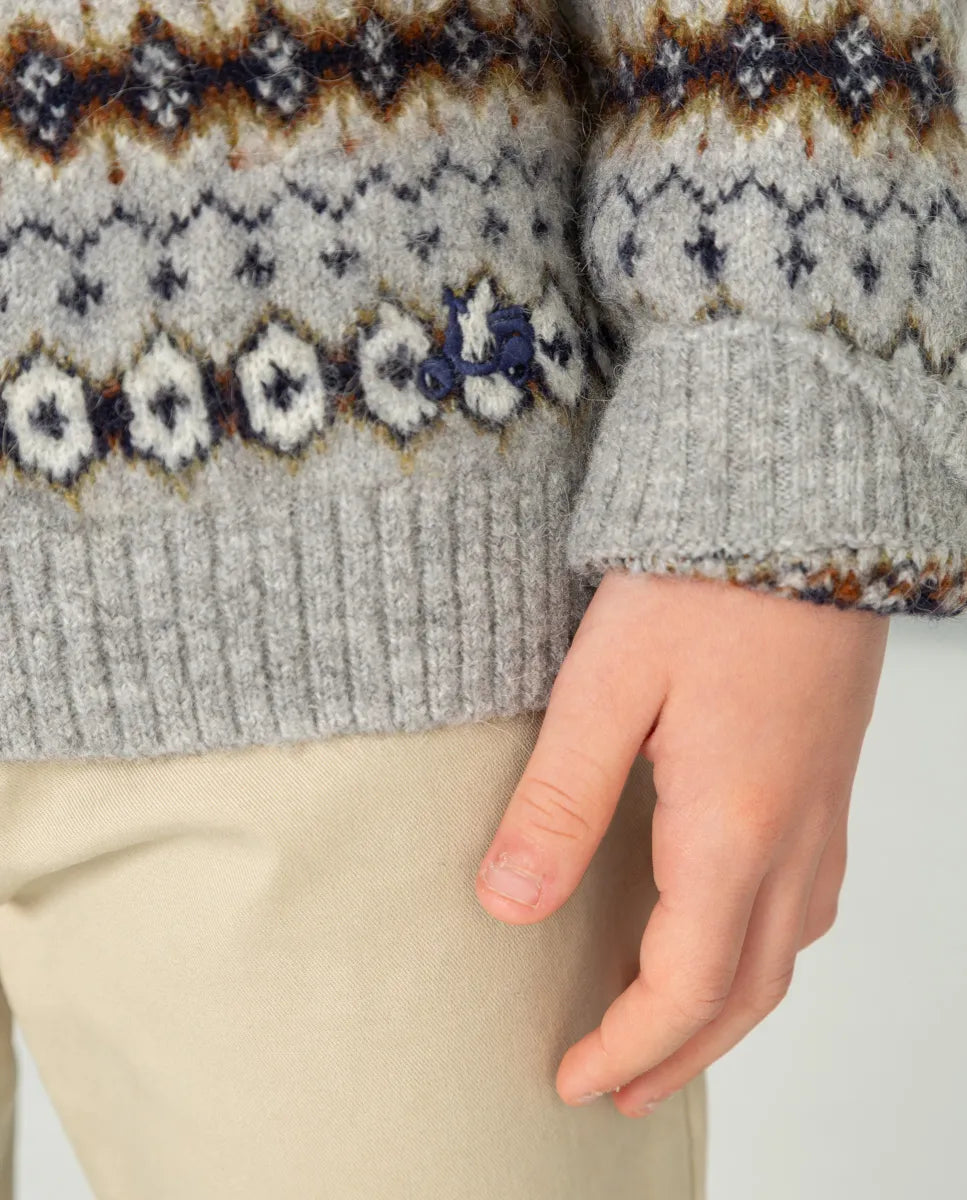 Jersey niño con estampado gris