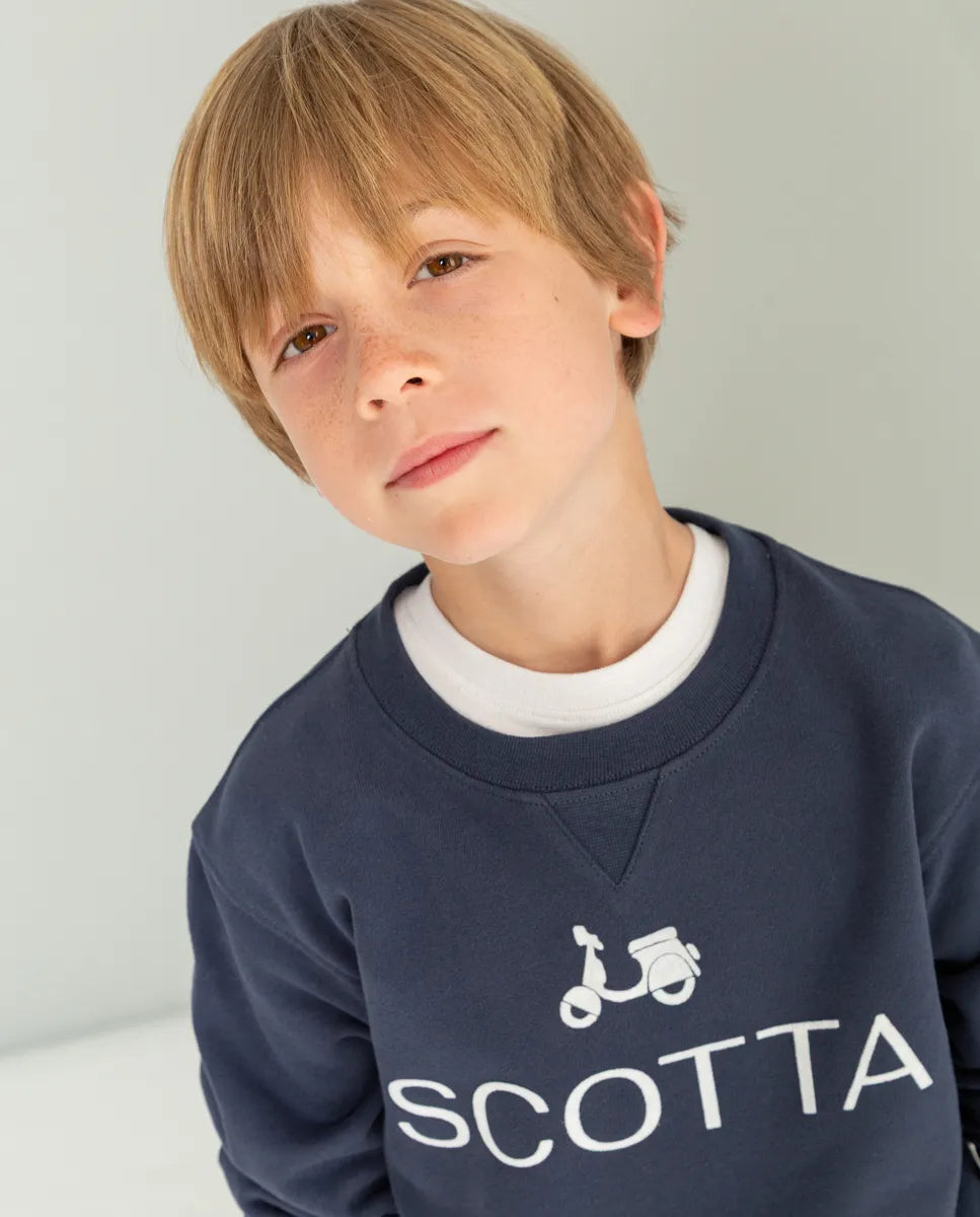 Sudadera niño azul con logo