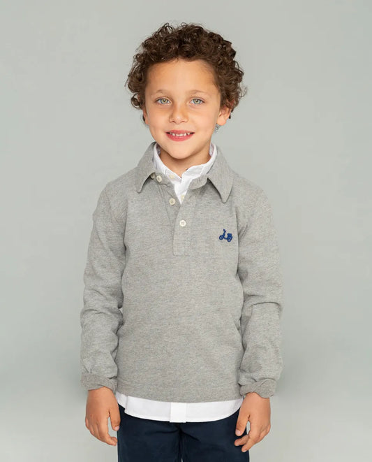 Polo niño rugby flag gris