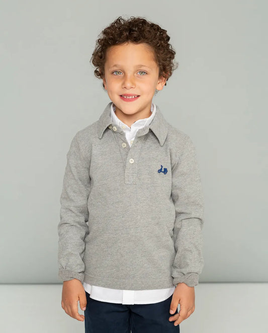 Polo niño rugby flag gris
