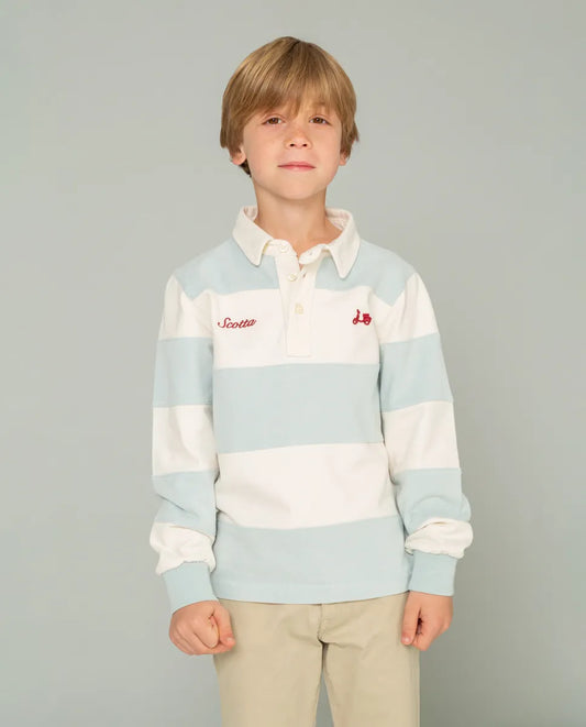 Polo niño rugby stripes celeste