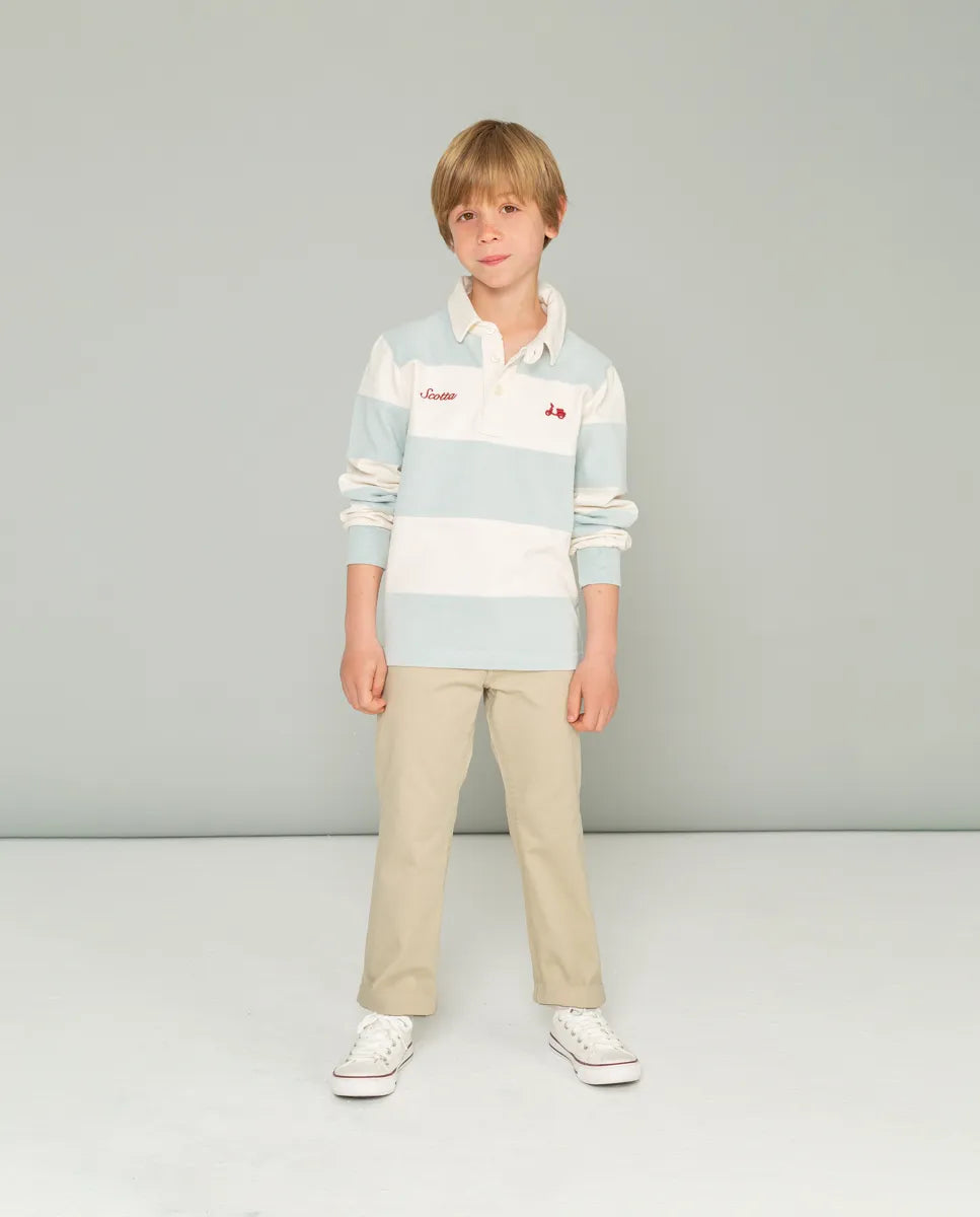 Polo niño rugby stripes celeste