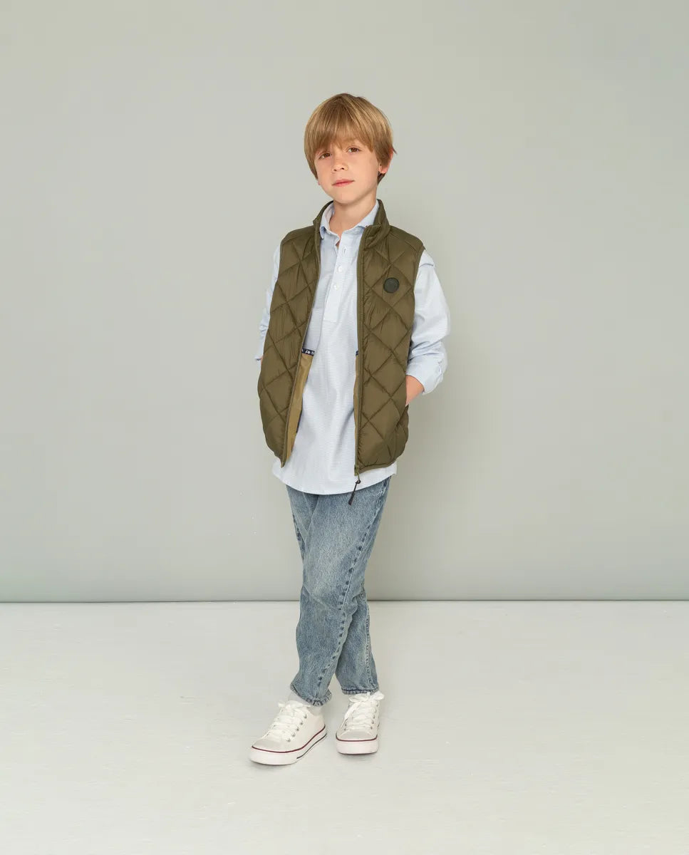 Chaleco Niño Rombo Acolchado Khaki