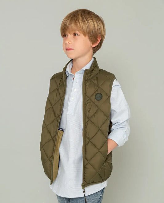 Chaleco Niño Rombo Acolchado Khaki