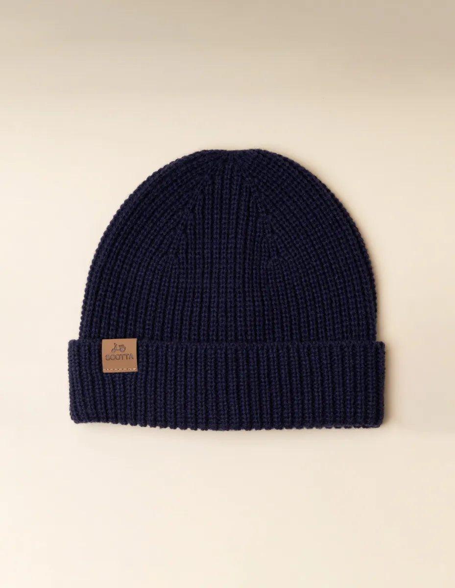 Gorro canelado azul-marinho