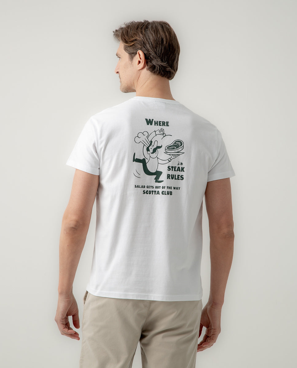 Camiseta steak rules blanco | SCOTTA