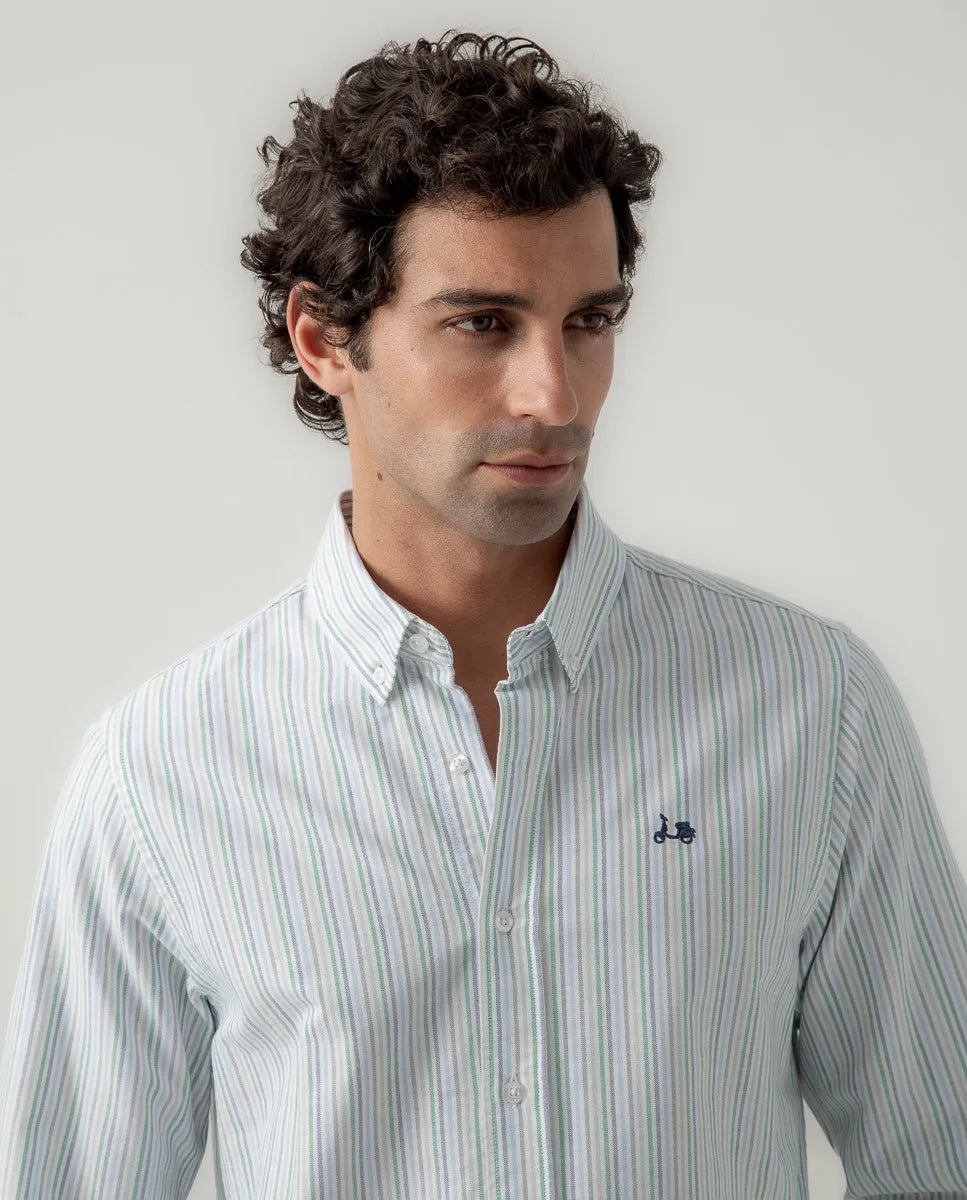 Camisa Oxford multi rayas verde | SCOTTA