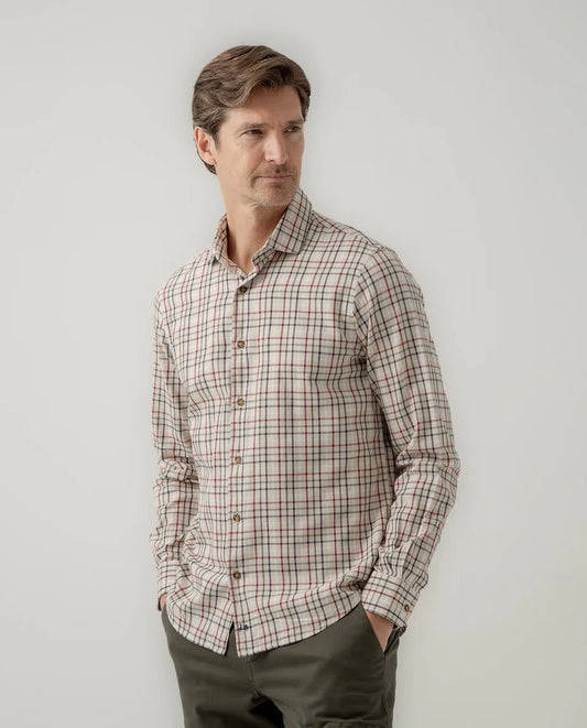 Camisa cuadros dopo casual beige | SCOTTA