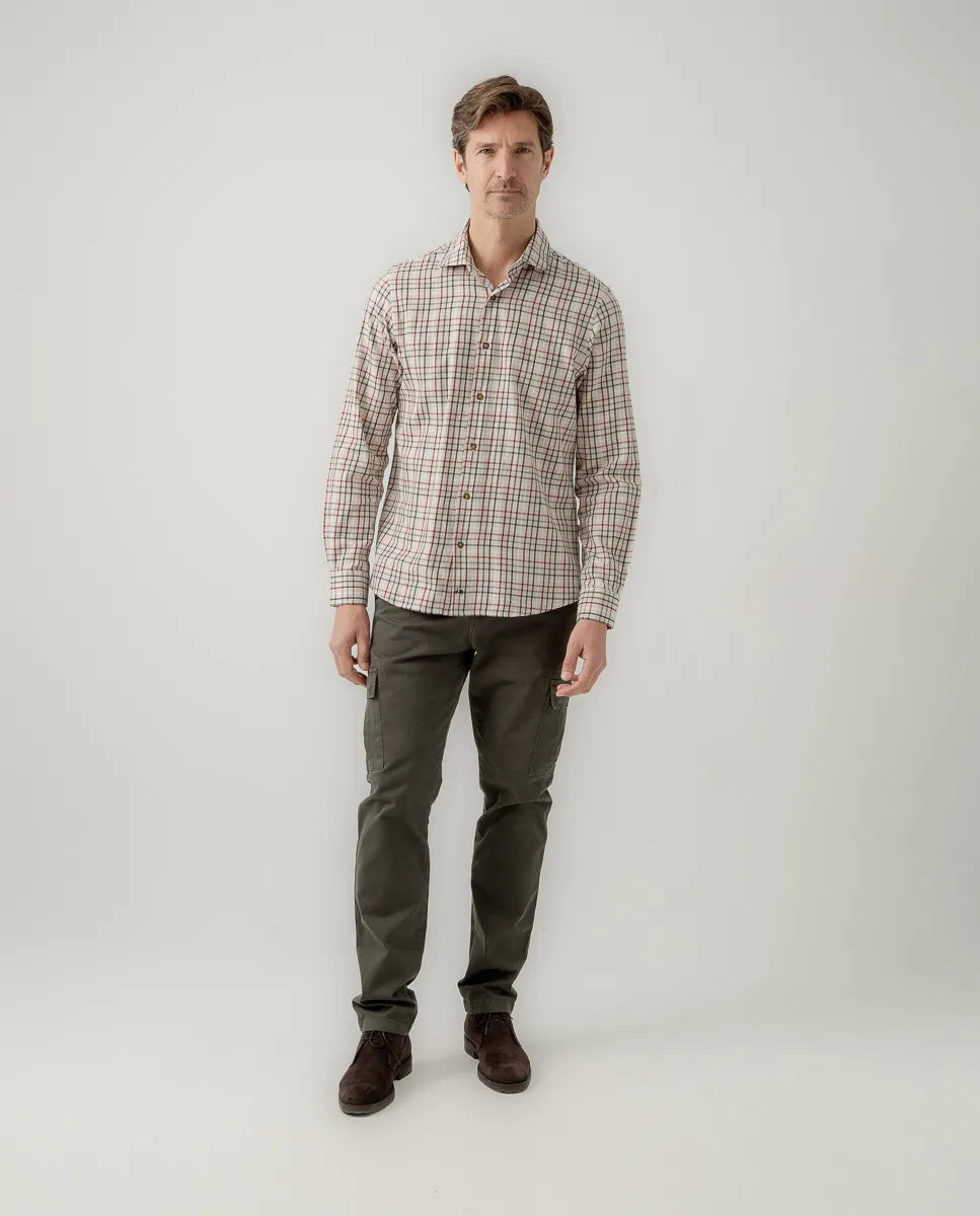 Camisa cuadros dopo casual beige | SCOTTA