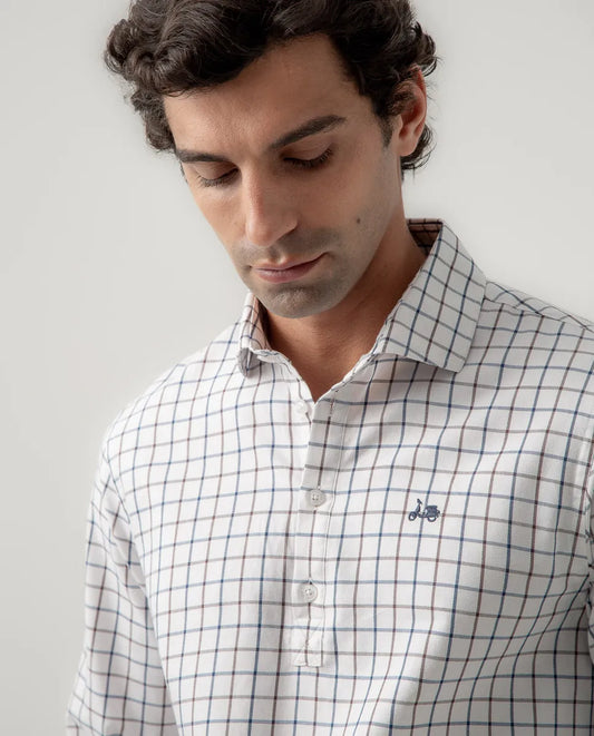 Camisa polera cuadros dopo marrón | SCOTTA