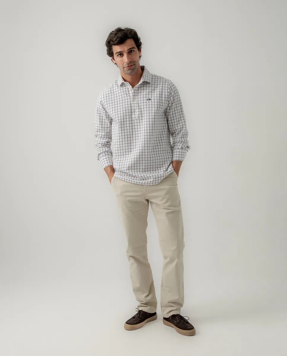 Camisa polera cuadros dopo marrón | SCOTTA