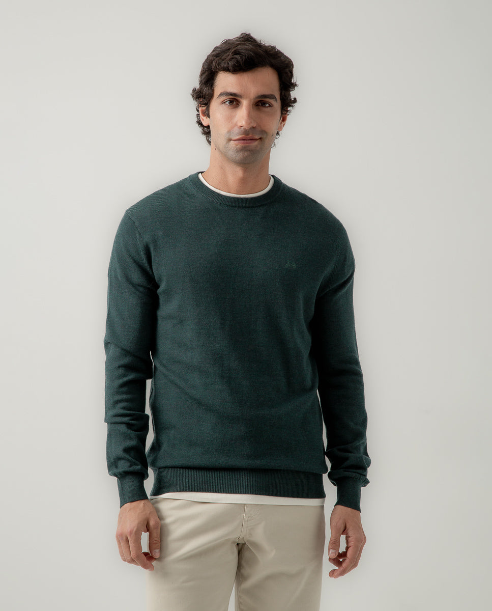 Jersey crew neck merino verde botella | SCOTTA