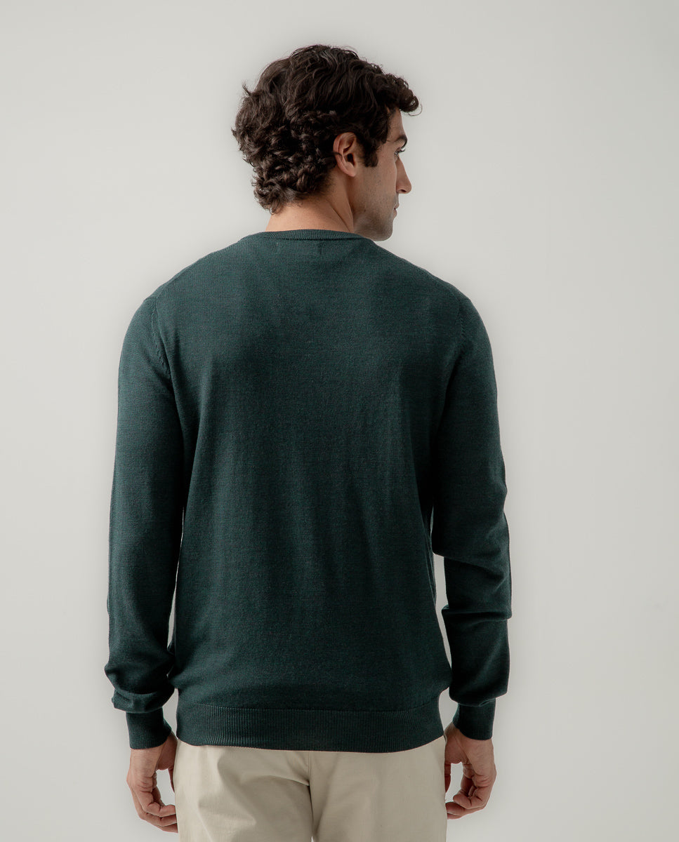 Jersey crew neck merino verde botella | SCOTTA