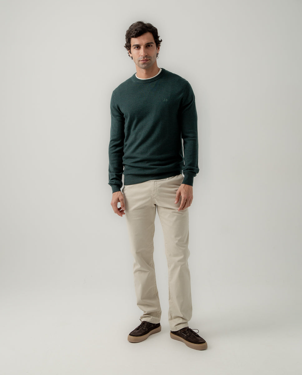 Jersey crew neck merino verde botella | SCOTTA
