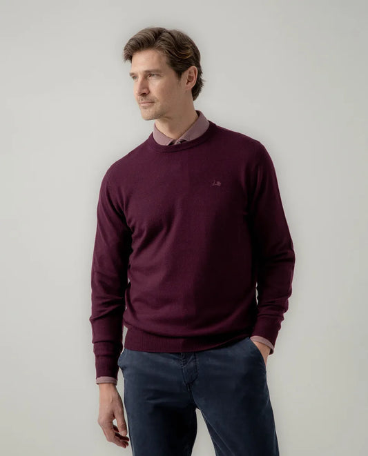 Jersey crew neck merino burdeos | SCOTTA