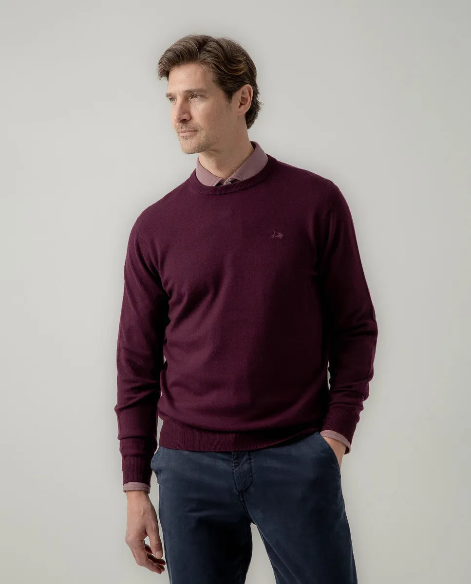 Jersey crew neck merino burdeos | SCOTTA