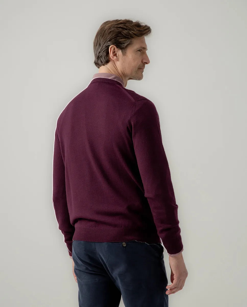 Jersey crew neck merino burdeos | SCOTTA