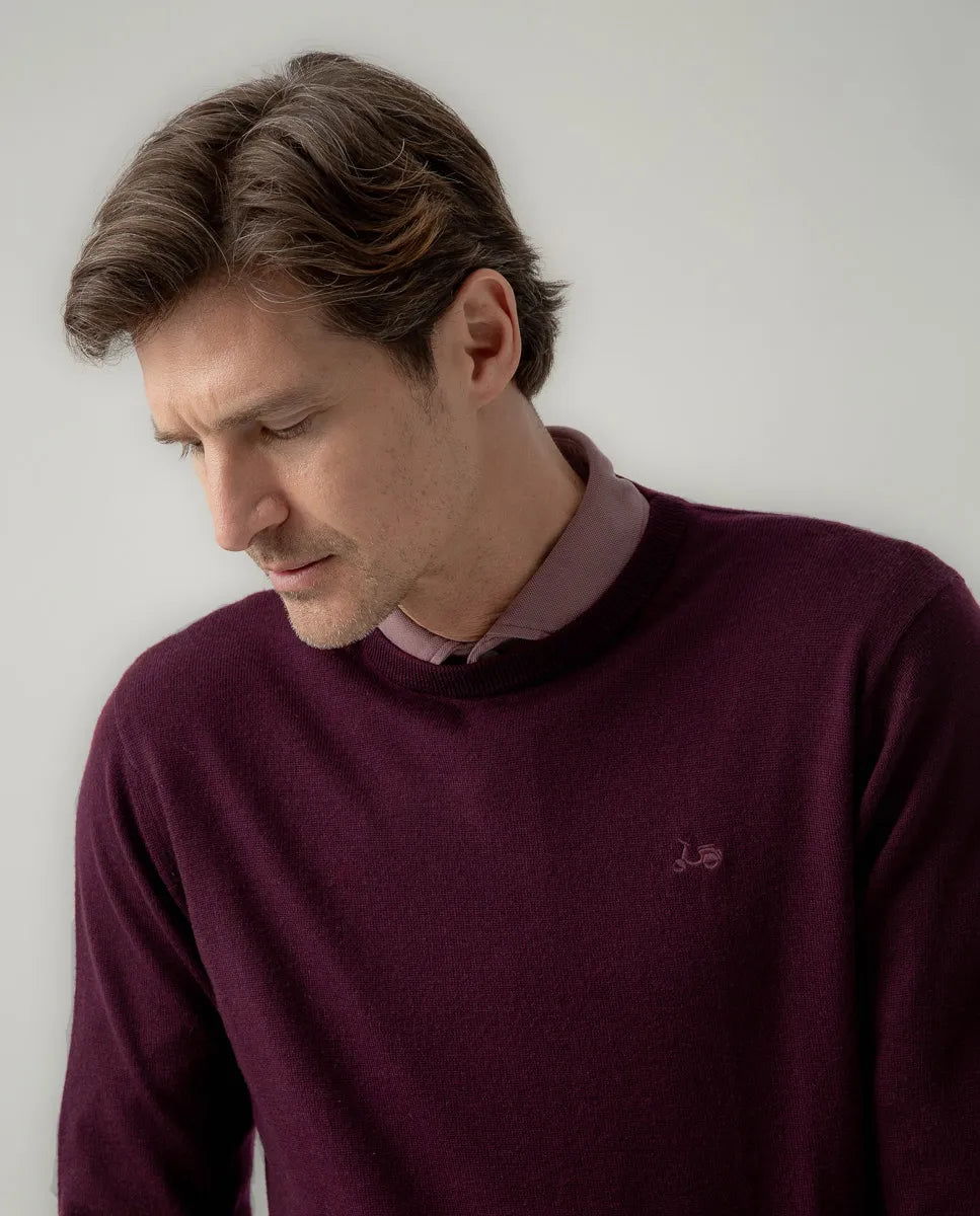 Jersey crew neck merino burdeos | SCOTTA