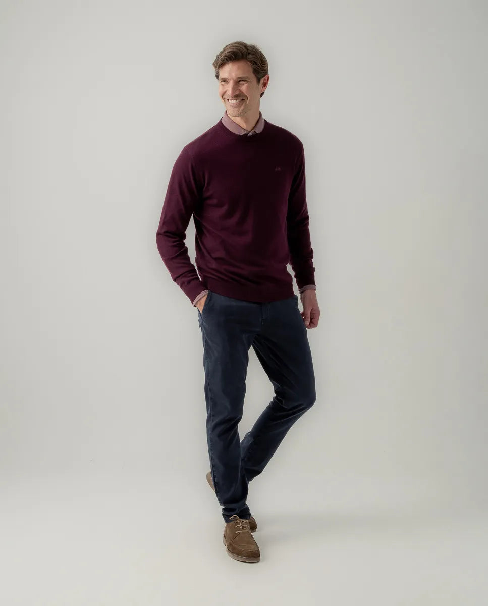 Jersey crew neck merino burdeos | SCOTTA