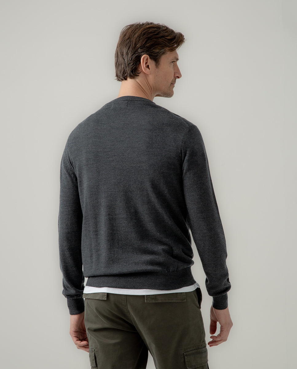 Jersey crew neck merino gris oscuro | SCOTTA