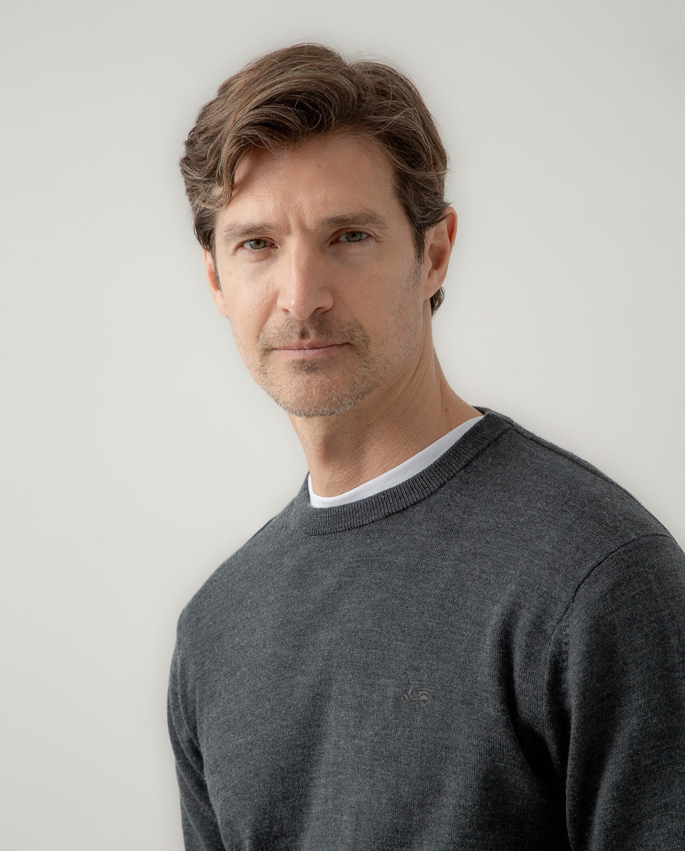 Jersey crew neck merino gris oscuro | SCOTTA