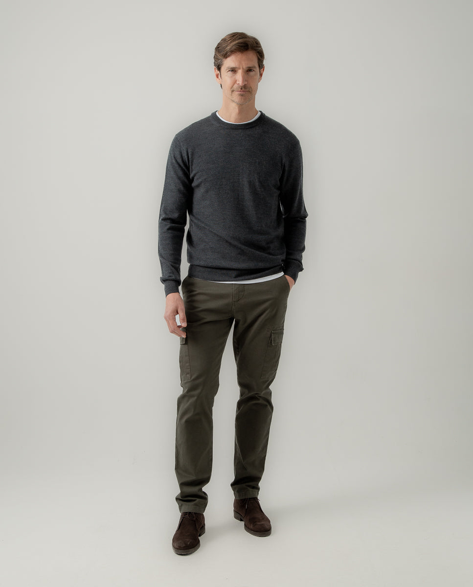 Jersey crew neck merino gris oscuro | SCOTTA