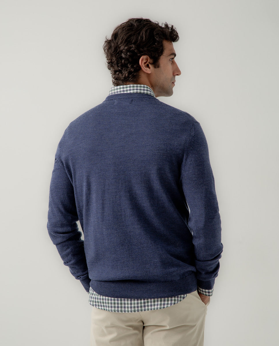 Jersey crew neck merino denim | SCOTTA