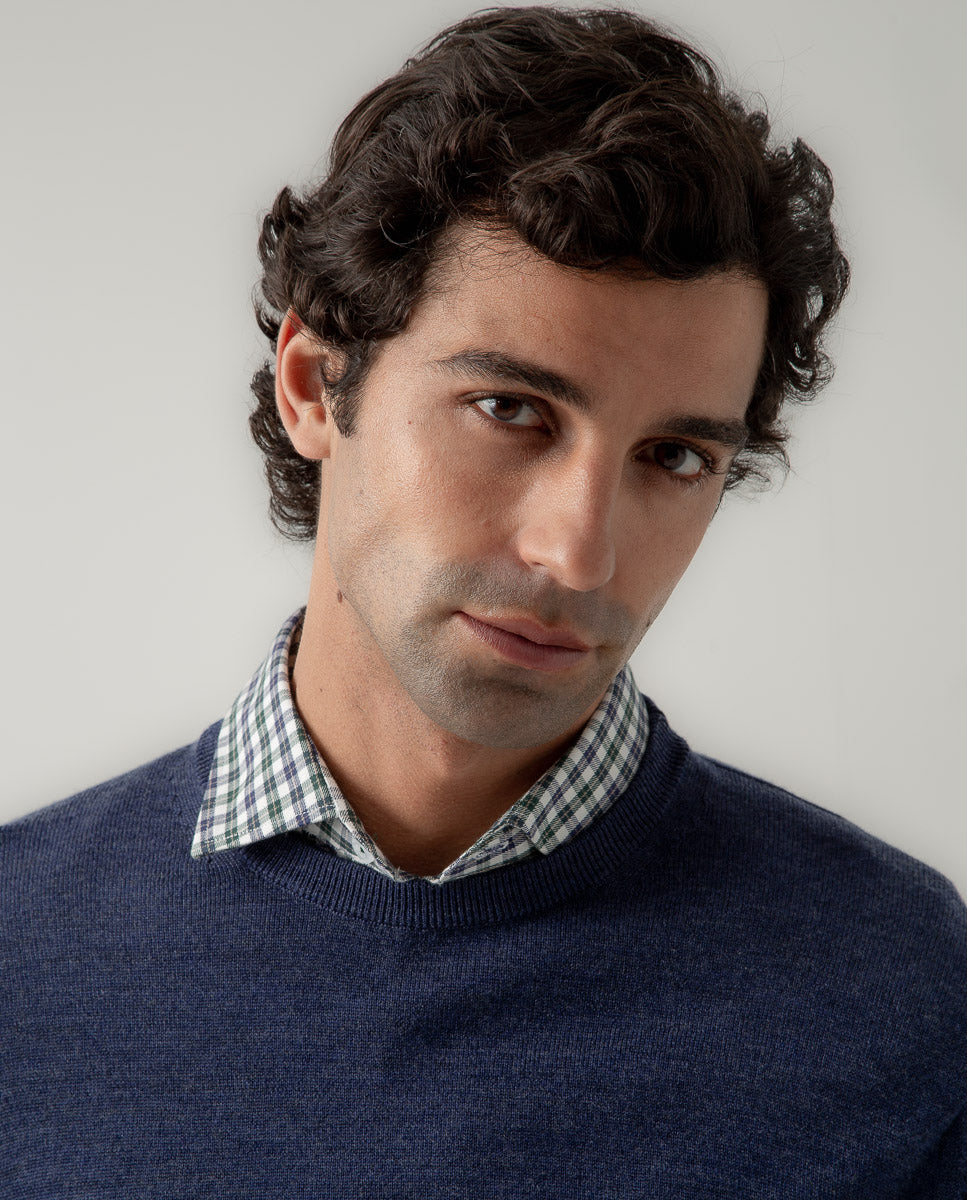 Jersey crew neck merino denim | SCOTTA