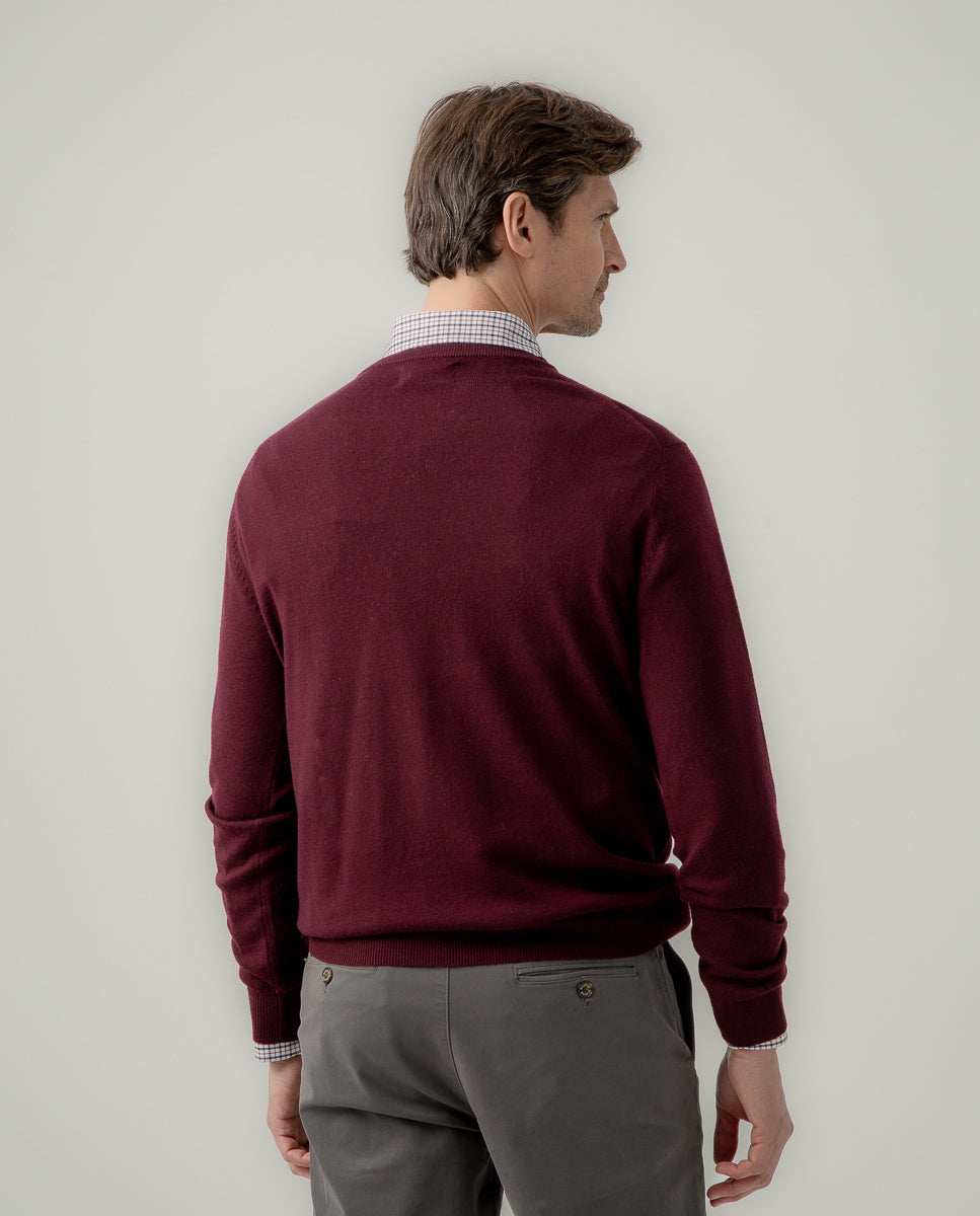 Jersey V neck merino burdeos | SCOTTA