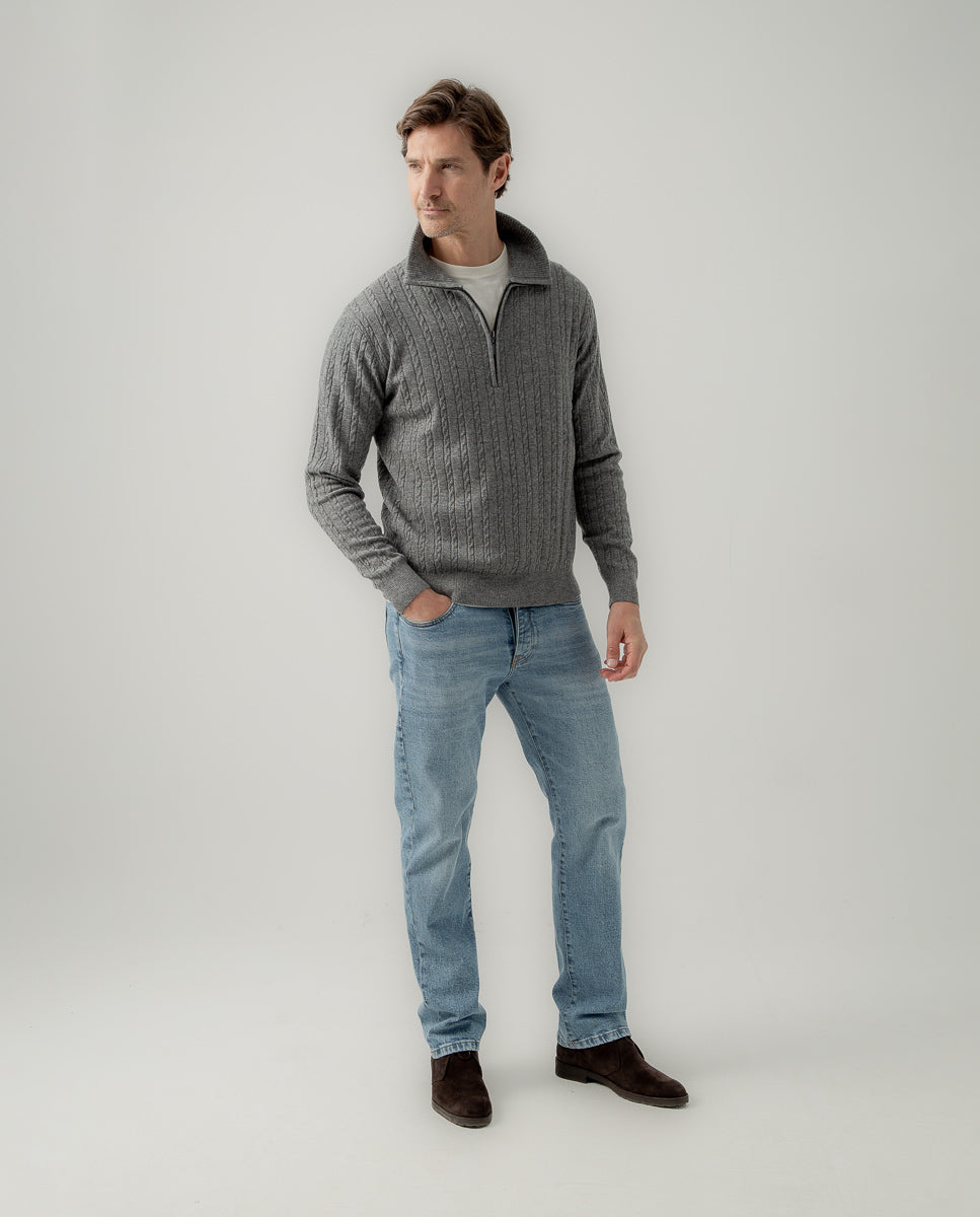 Jersey zip ochos gris medio | SCOTTA